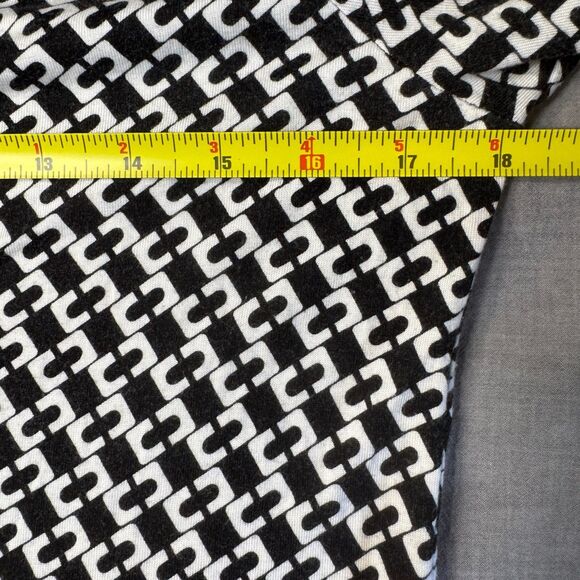 Talbots Black White Geometric Long Sleeve Drape Cowl Neck Top Women's M Stretch - Picture 6 of 10